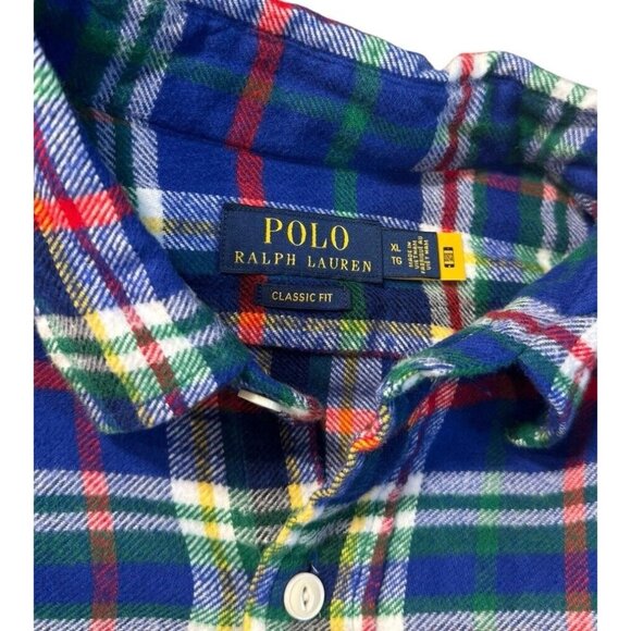 Polo Ralph Lauren Men's Classic Fit Flannel Blue Plaid Workshirt Sz XL NWT $148 - Picture 8 of 12